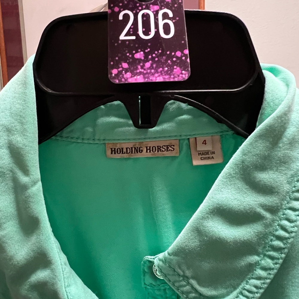 Holding Horses Mint Green Collared Shirt Snap Buttons #206 - Picture 2 of 6